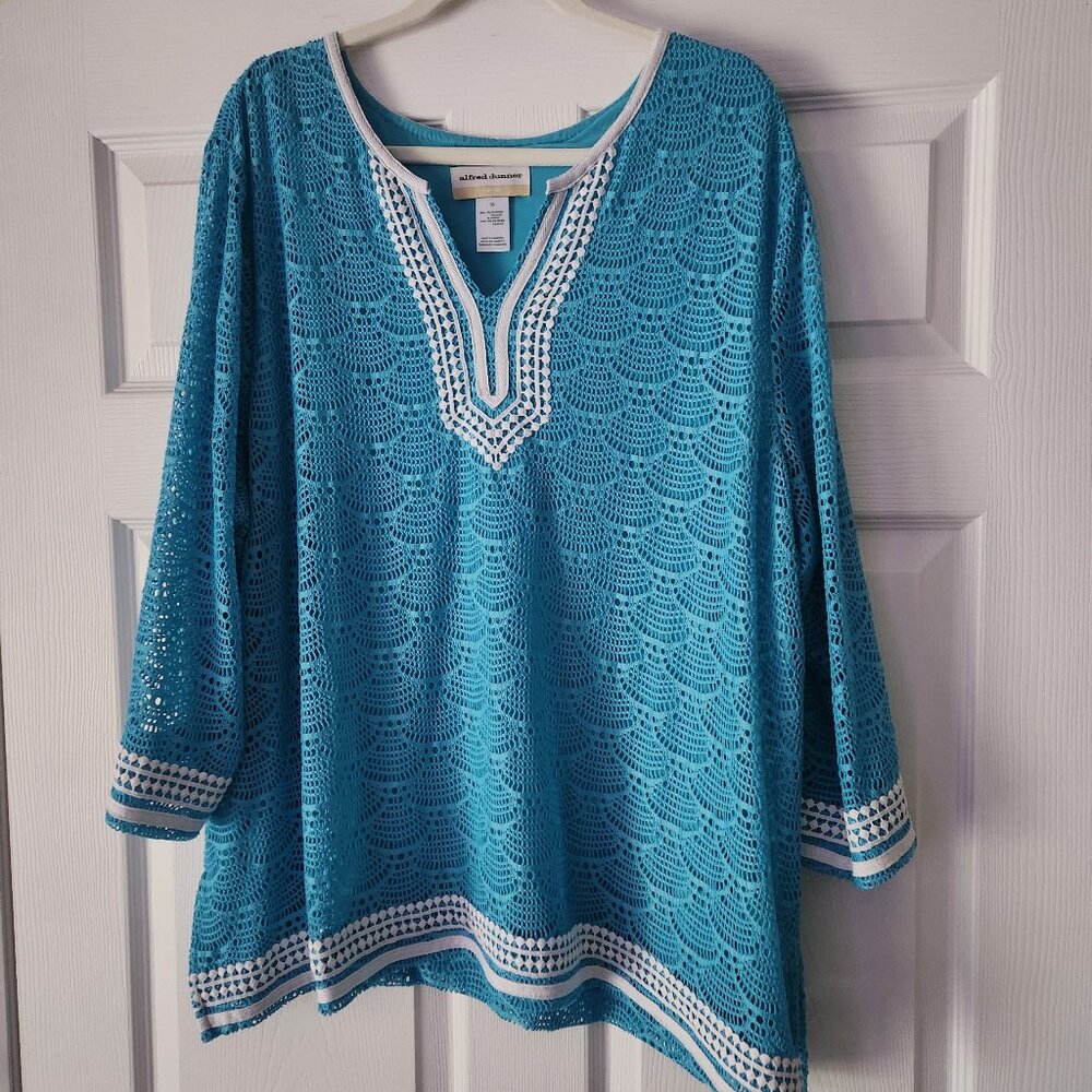 Alfred Dunner Blue Shell Pullover Top